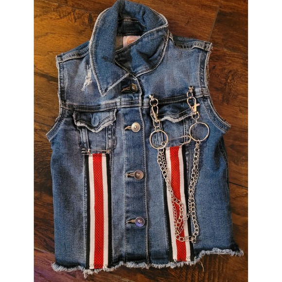 Social Distortion studded punk rock baby, toddler rocker recycled denim punk kid - Picture 3 of 5